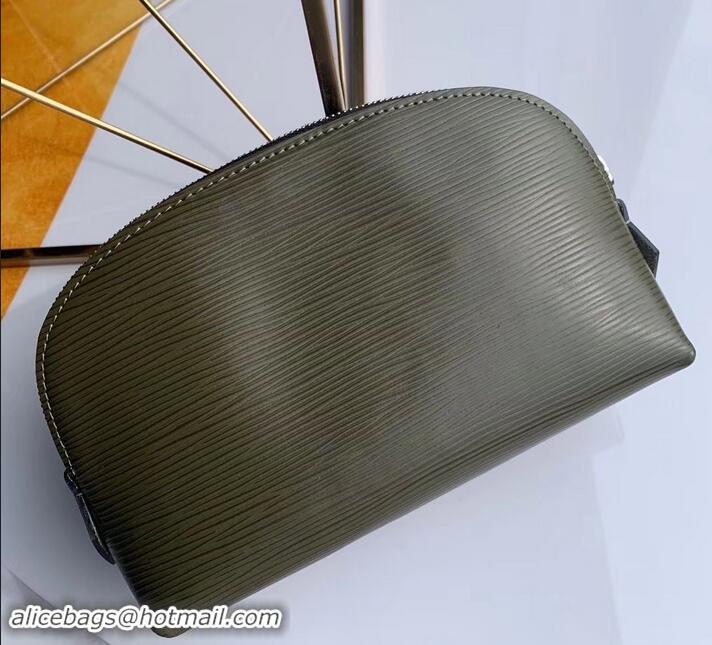 Durable Louis Vuitton Cosmetic Pouch PM Bag Epi Leather Army Green M47515