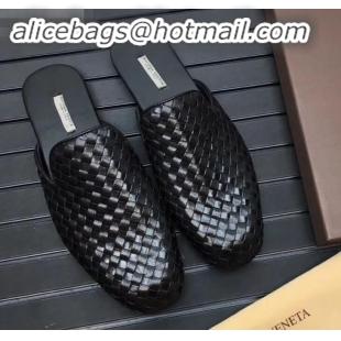 Buy Inexpensive Bottega Veneta Intrecciato Men's Slippers BV8905 Black