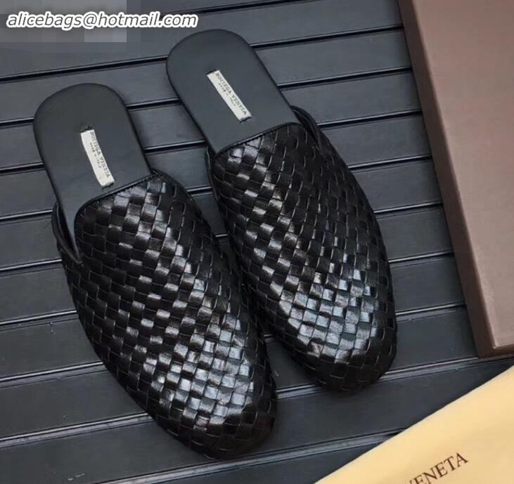 Buy Inexpensive Bottega Veneta Intrecciato Men's Slippers BV8905 Black