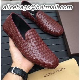 Grade Quality Bottega Veneta Intrecciato Men's Loafers BV8069 Burgundy