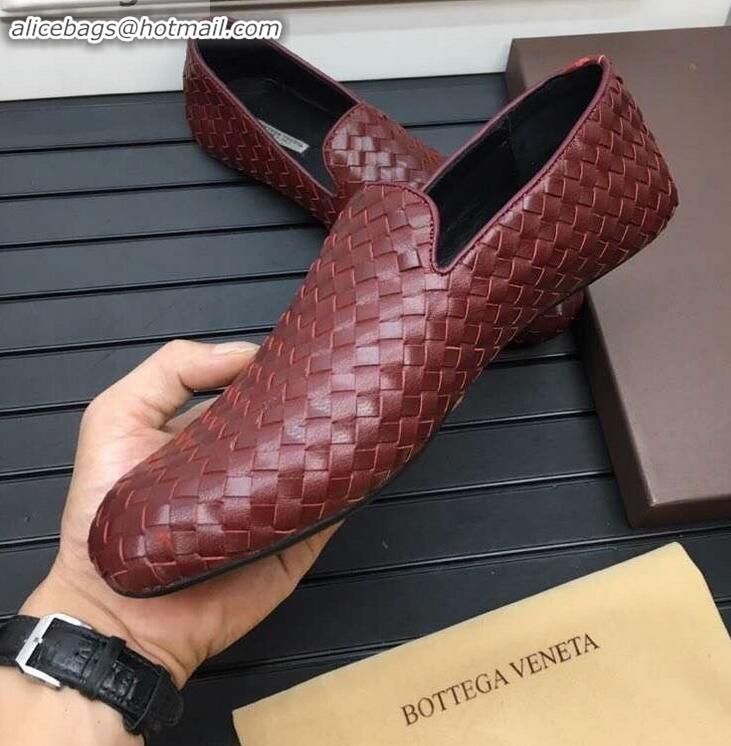 Grade Quality Bottega Veneta Intrecciato Men's Loafers BV8069 Burgundy