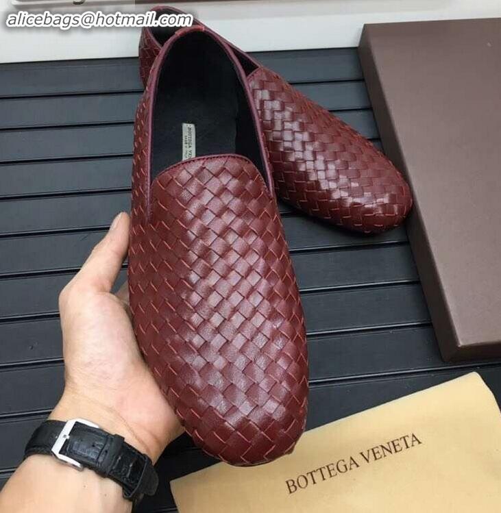 Grade Quality Bottega Veneta Intrecciato Men's Loafers BV8069 Burgundy