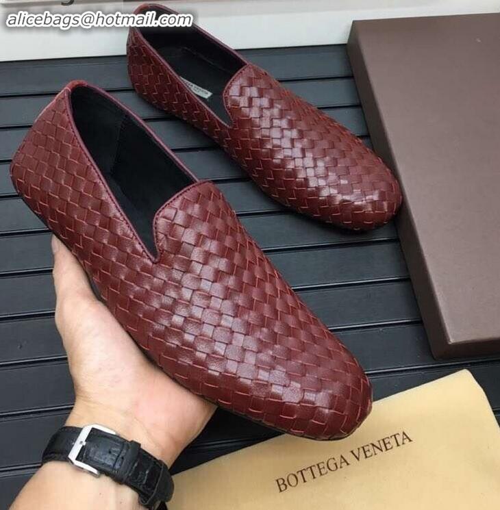 Grade Quality Bottega Veneta Intrecciato Men's Loafers BV8069 Burgundy