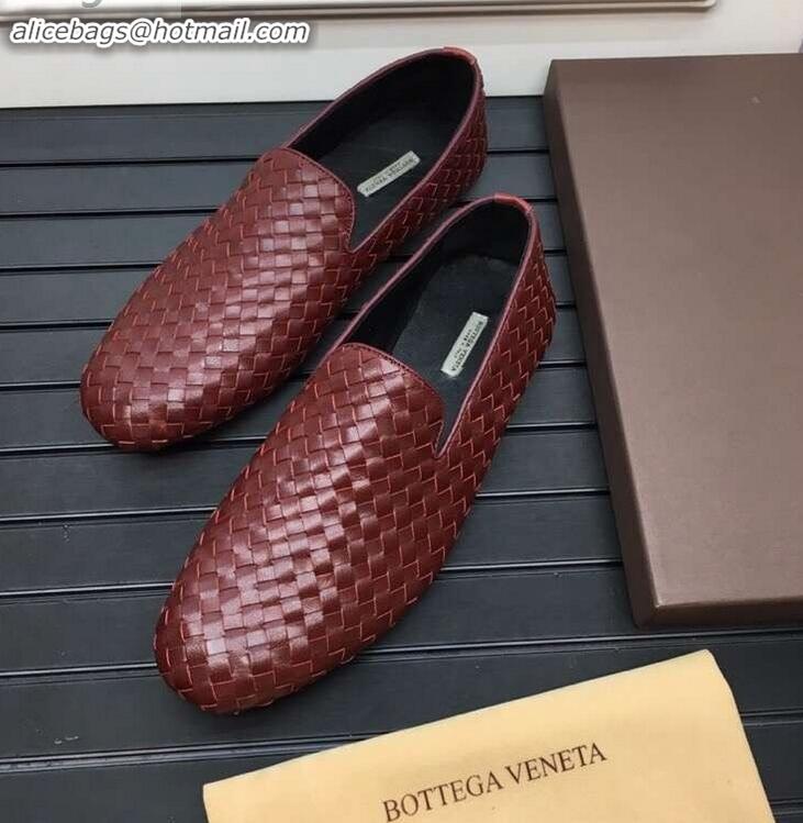 Grade Quality Bottega Veneta Intrecciato Men's Loafers BV8069 Burgundy