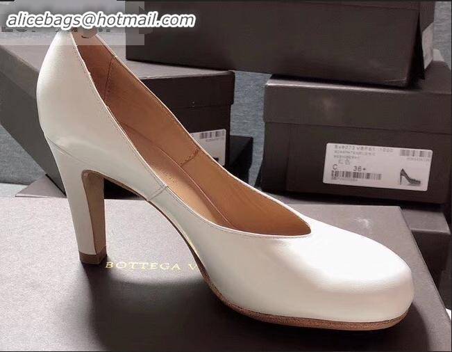 Good Quality Bottega Veneta Heel 9cm Square Toe Bloc Pumps BV9216 White 2019