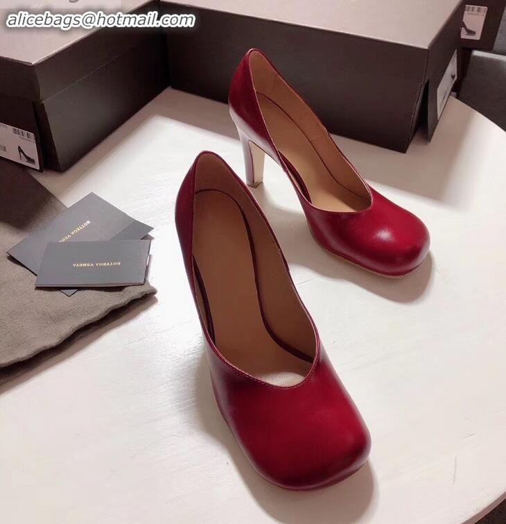 Hot Sell Bottega Veneta Heel 9cm Square Toe Bloc Pumps BV9216 Red 2019