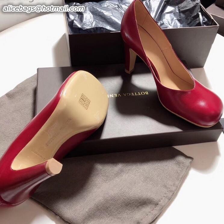 Hot Sell Bottega Veneta Heel 9cm Square Toe Bloc Pumps BV9216 Red 2019