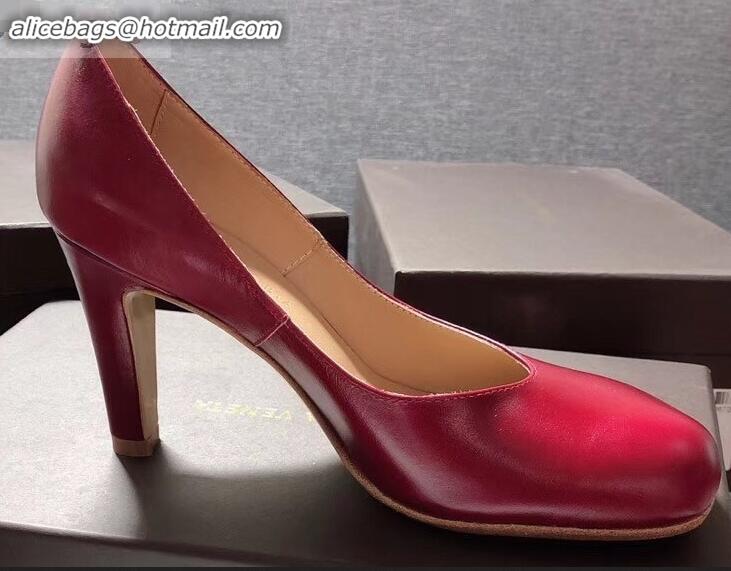 Hot Sell Bottega Veneta Heel 9cm Square Toe Bloc Pumps BV9216 Red 2019