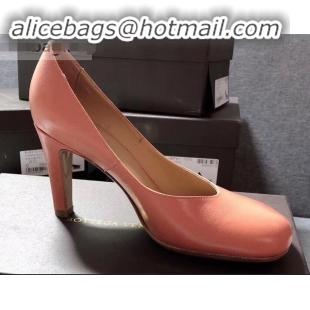 Free Shipping Bottega Veneta Heel 9cm Square Toe Bloc Pumps BV9216 Nude Pink 2019