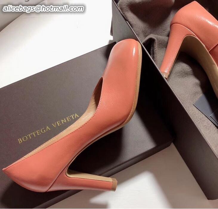 Free Shipping Bottega Veneta Heel 9cm Square Toe Bloc Pumps BV9216 Nude Pink 2019