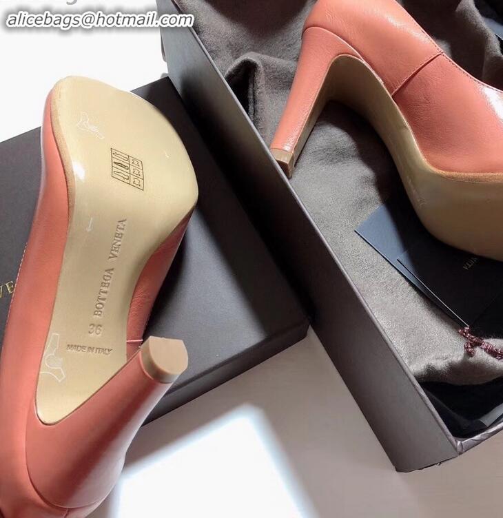 Free Shipping Bottega Veneta Heel 9cm Square Toe Bloc Pumps BV9216 Nude Pink 2019