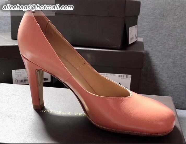 Free Shipping Bottega Veneta Heel 9cm Square Toe Bloc Pumps BV9216 Nude Pink 2019