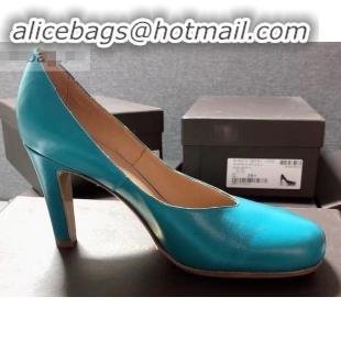 Super Quality Bottega Veneta Heel 9cm Square Toe Bloc Pumps BV9216 Sky Blue 2019