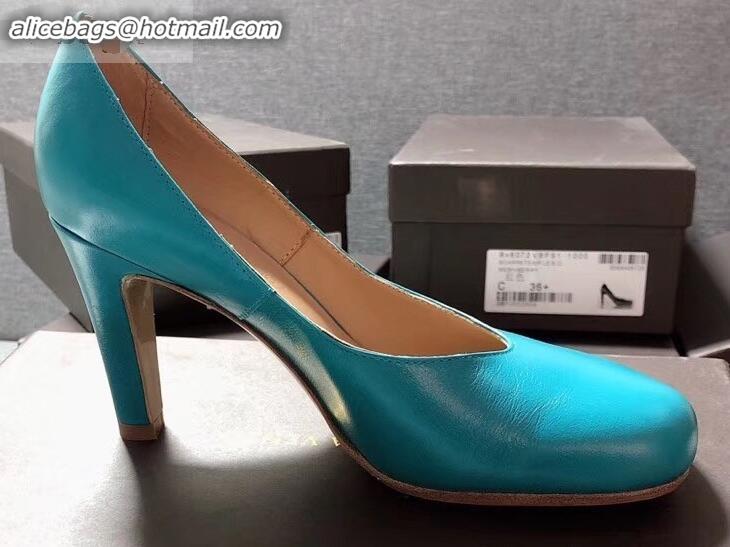 Super Quality Bottega Veneta Heel 9cm Square Toe Bloc Pumps BV9216 Sky Blue 2019