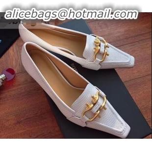 Shop Bottega Veneta BV Madame Pumps Lizard Pattern BV9049 White with Horsebit Hardware 2019