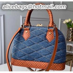 Fashionable Louis Vuitton Malletage-quilted Alma BB Bag M55048 Denim Raw Blue 2019