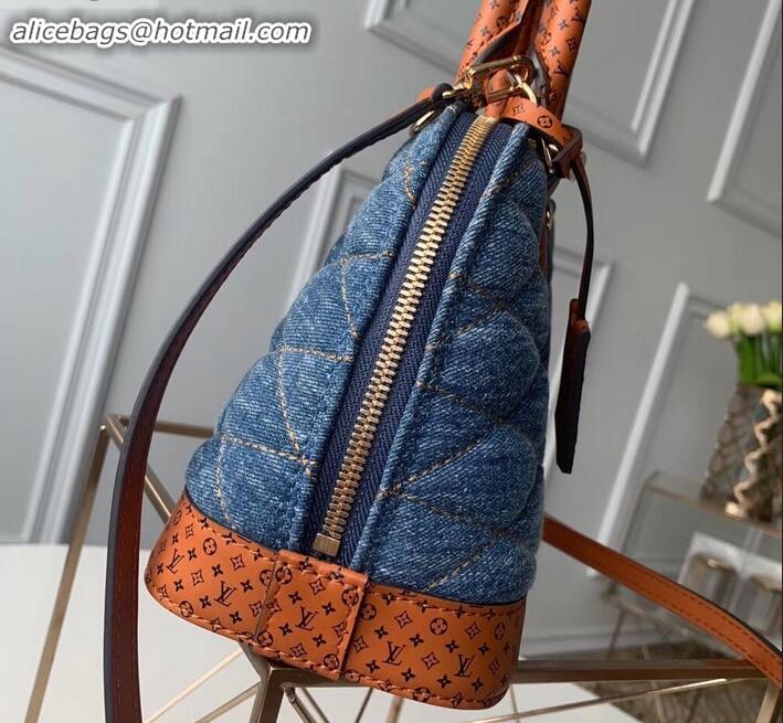 Fashionable Louis Vuitton Malletage-quilted Alma BB Bag M55048 Denim Raw Blue 2019