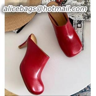 Shop Promotional Bottega Veneta Heel 8.5cm Square Toe Bloc Mules BV9081 Red 2019