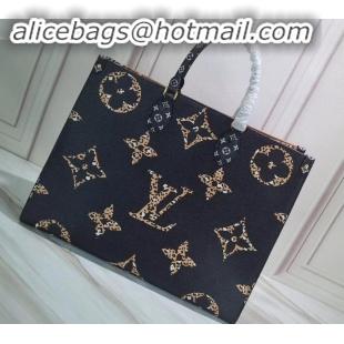 Trendy Design Louis Vuitton Monogram Canvas Leopard Print Onthego Tote Bag M44674 Black/Brown 2019