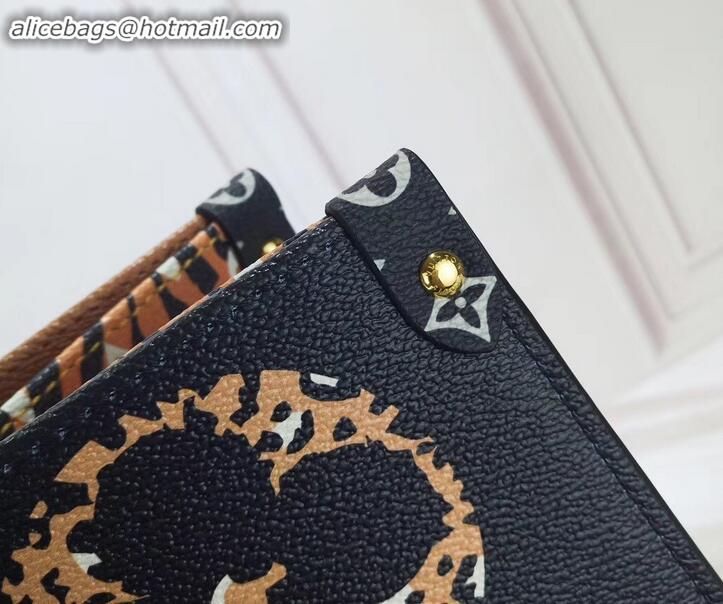 Trendy Design Louis Vuitton Monogram Canvas Leopard Print Onthego Tote Bag M44674 Black/Brown 2019