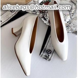 New Style Bottega Veneta Heel 7.5cm Almond Toe Pumps BV9807 White 2019