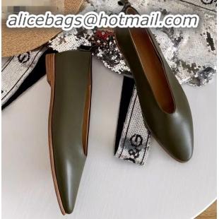 Well Crafted Bottega Veneta Heel 1cm Almond Flats BV9808 Dark Green 2019