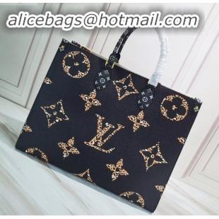 Best Product Louis Vuitton Monogram Canvas Leopard Print Onthego Tote Bag M44674 Black/White 2019