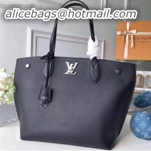 Trendy Design Louis Vuitton Soft Calfskin Lockme Go Tote Bag M55028 Black 2019