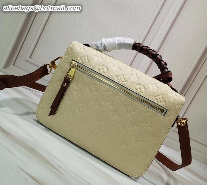 Durable Louis Vuitton Braided Handle Monogram Empreinte Pochette Metis Bag M53940 Creme Beige 2019