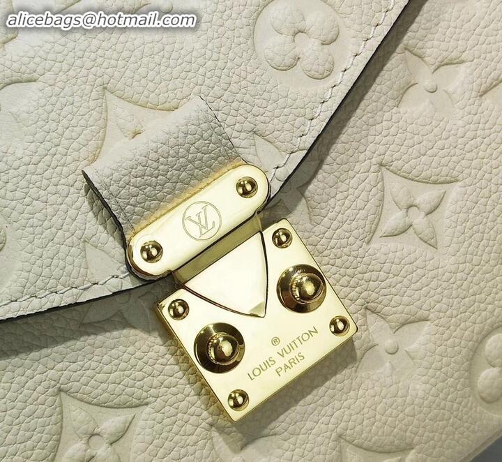 Durable Louis Vuitton Braided Handle Monogram Empreinte Pochette Metis Bag M53940 Creme Beige 2019