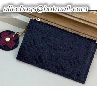 Stylish Louis Vuitton Flower Monogram Empreinte Zipped Card Holder M68338 Black 2019