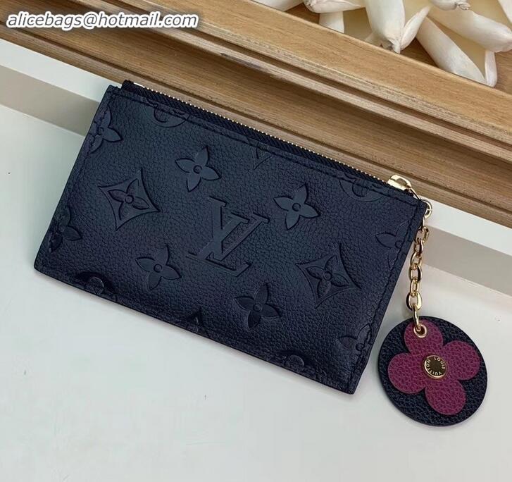 Stylish Louis Vuitton Flower Monogram Empreinte Zipped Card Holder M68338 Black 2019