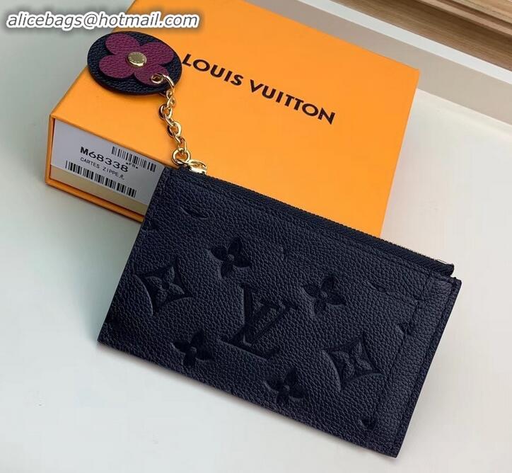 Stylish Louis Vuitton Flower Monogram Empreinte Zipped Card Holder M68338 Black 2019