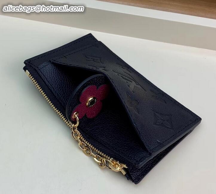 Stylish Louis Vuitton Flower Monogram Empreinte Zipped Card Holder M68338 Black 2019