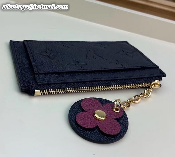 Stylish Louis Vuitton Flower Monogram Empreinte Zipped Card Holder M68338 Black 2019