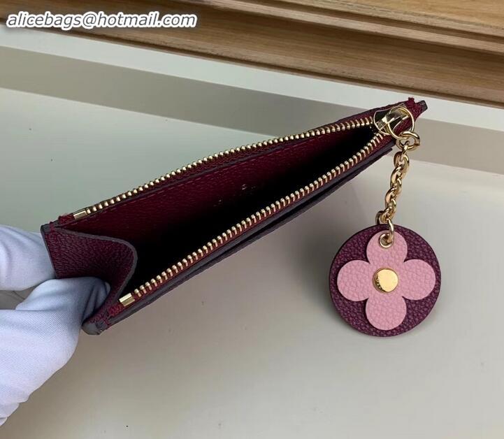 Hot Style Louis Vuitton Flower Monogram Empreinte Zipped Card Holder M68338 Raisin