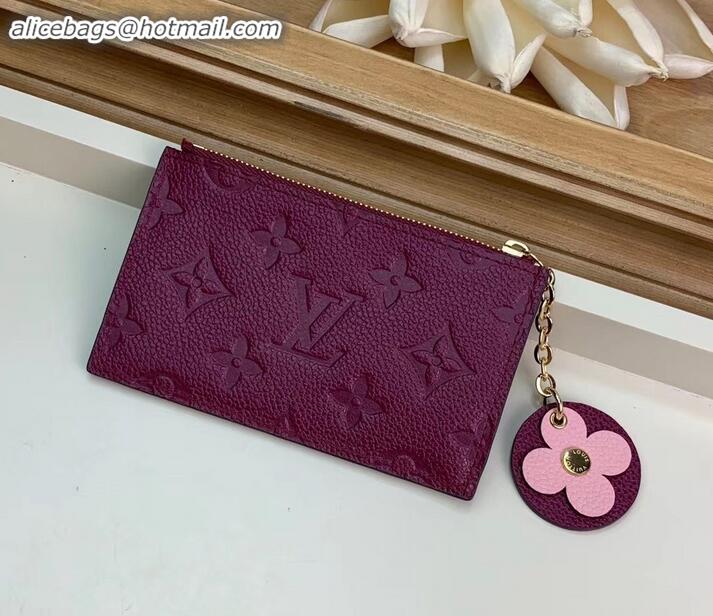 Hot Style Louis Vuitton Flower Monogram Empreinte Zipped Card Holder M68338 Raisin