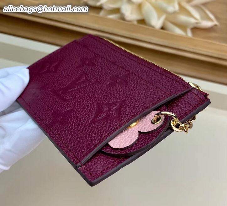 Hot Style Louis Vuitton Flower Monogram Empreinte Zipped Card Holder M68338 Raisin