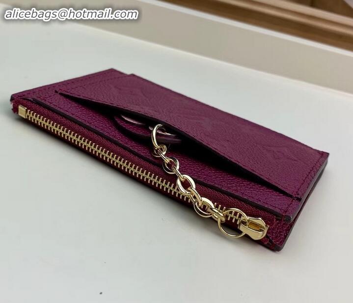 Hot Style Louis Vuitton Flower Monogram Empreinte Zipped Card Holder M68338 Raisin