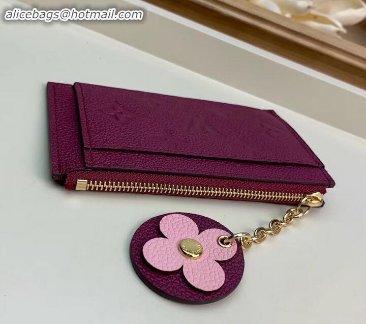 Hot Style Louis Vuitton Flower Monogram Empreinte Zipped Card Holder M68338 Raisin