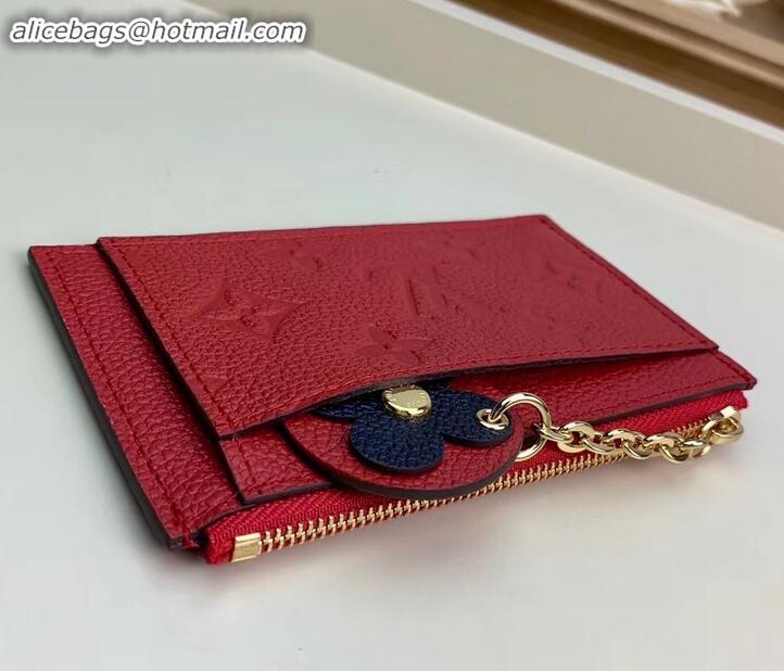 Luxury Louis Vuitton Flower Monogram Empreinte Zipped Card Holder M68338 Red