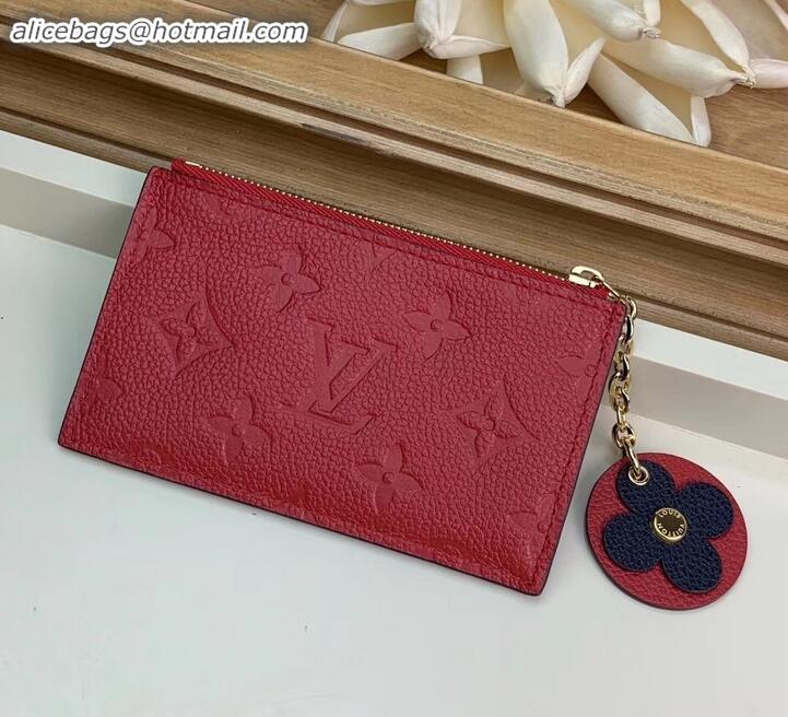 Luxury Louis Vuitton Flower Monogram Empreinte Zipped Card Holder M68338 Red