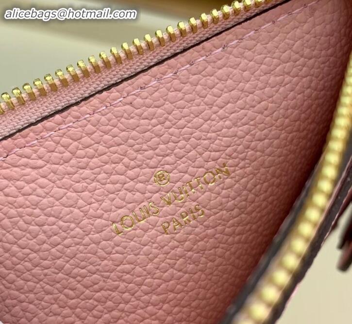 Luxury Louis Vuitton Flower Monogram Empreinte Zipped Card Holder M68338 Pink