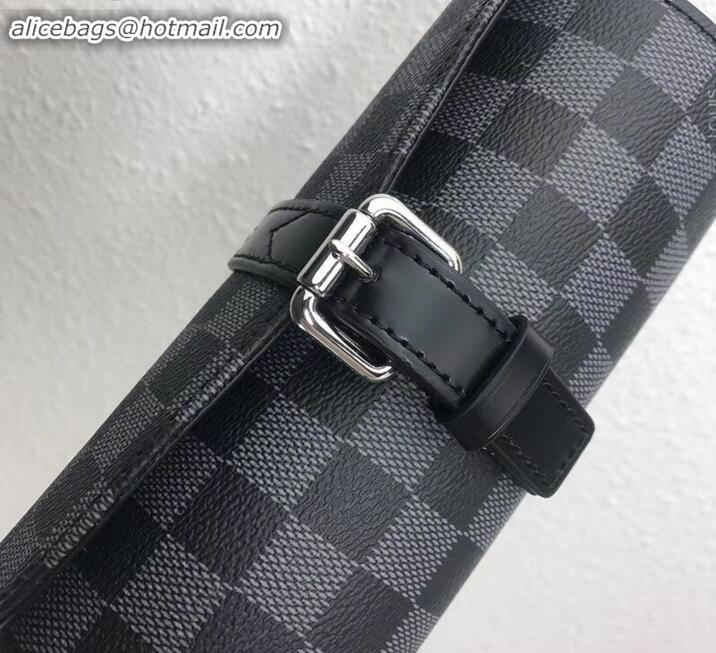 Good Looking LOUIS VUITTON Damier Graphite Canvas 3 WATCH CASE N41137