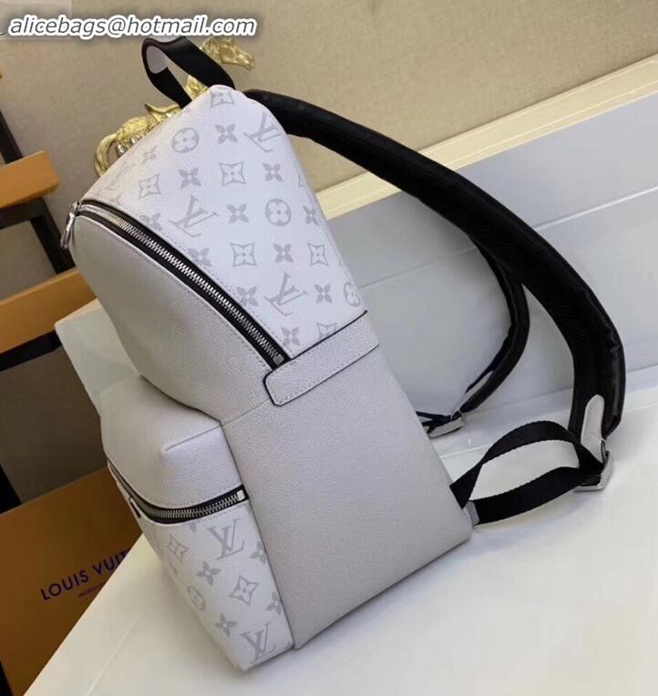 Popular Style Louis Vuitton Monogram Canvas and Taiga Leather Discovery Backpack PM Bag M30232 White 2019