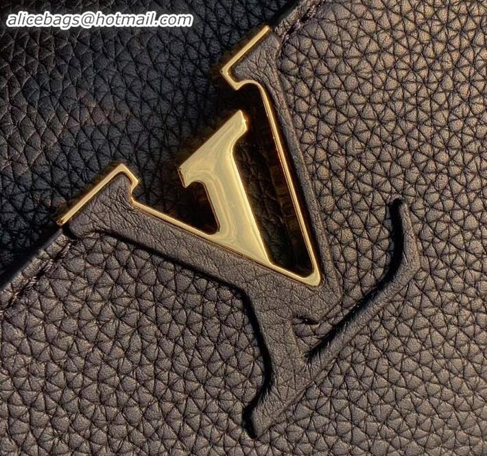 Luxury Louis Vuitton Capucines PM Bag Braided Handle and Strap M55083 Black