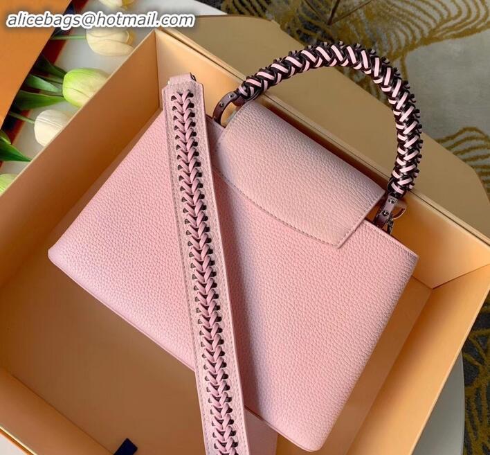 Durable Louis Vuitton Capucines PM Bag Braided Handle and Strap M55084 Pink