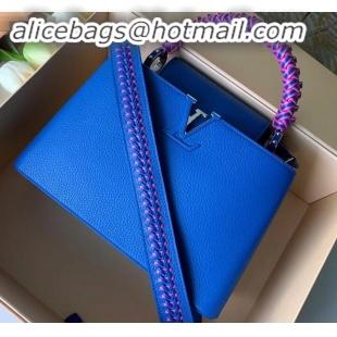 Unique Style Louis Vuitton Capucines PM Bag Braided Handle and Strap M55084 Blue