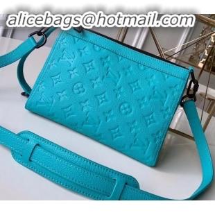 Sophisticated Louis Vuitton Monogram Empreinte Triangle Shaped Messenger Bag M54330 Turquoise 2019