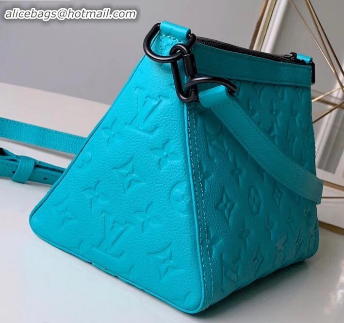 Sophisticated Louis Vuitton Monogram Empreinte Triangle Shaped Messenger Bag M54330 Turquoise 2019